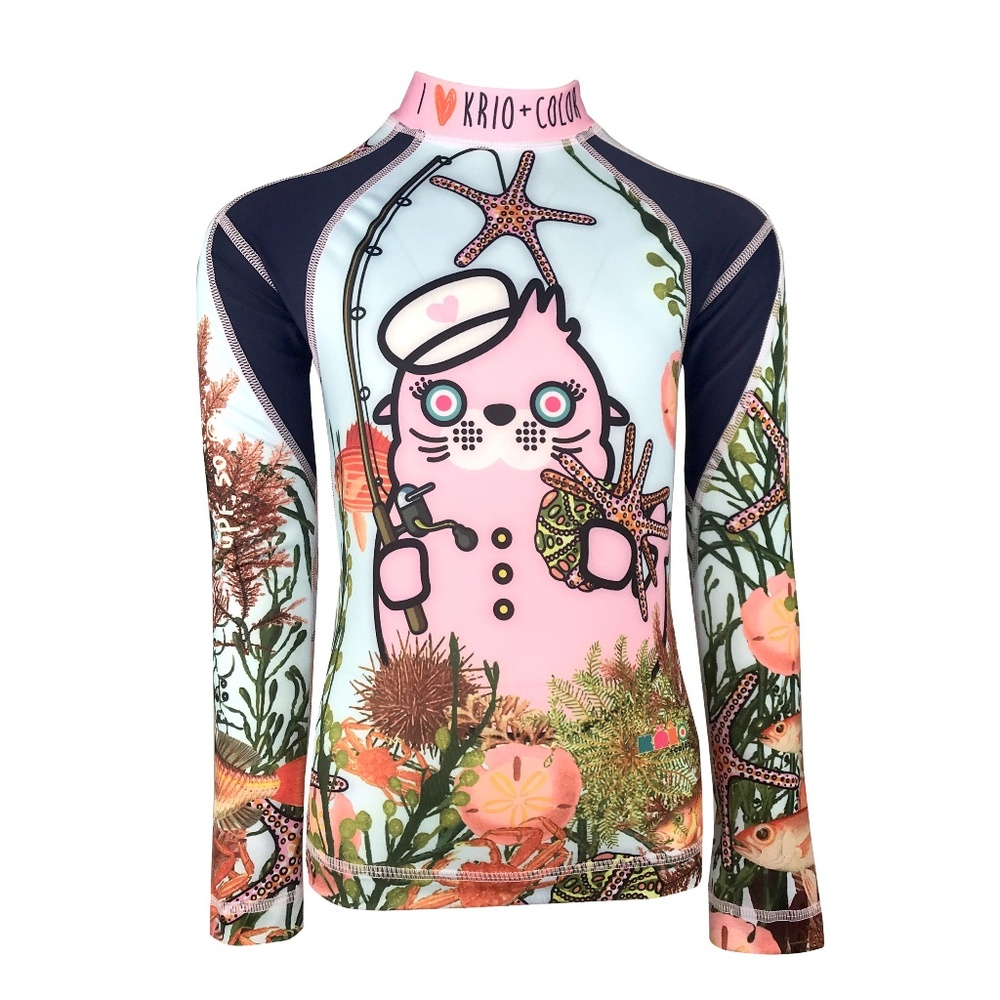 Krio Color Long Sleeve Swimwear with a Zipper